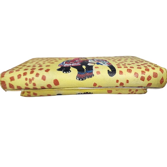 Artistic Expressions by Sharif 1827 VTG Hand Painted Elephant Zip Around Wallet - Picture 9 of 11